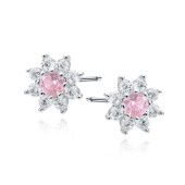 Cercei argint floare cu piatra roz DiAmanti Z1939ER_LP-DIA